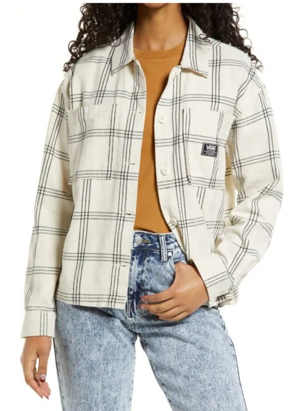 VANS Marty Plaid Flannel Shirt – Medium – Marshmallow